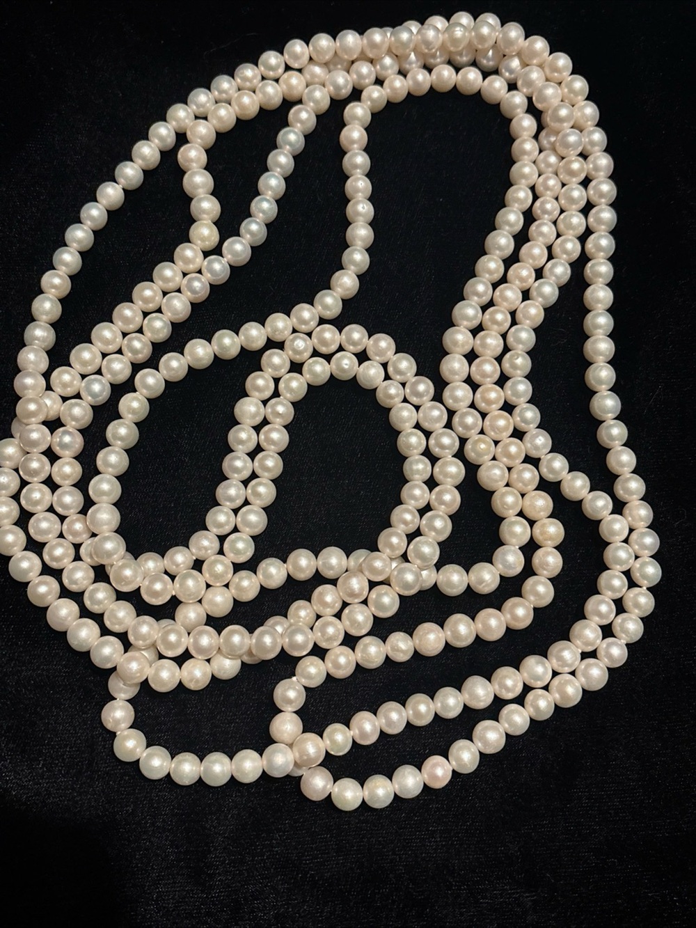 Unique Vintage genuine Creamy White Multi-Strand Pearl 8mm each Necklace